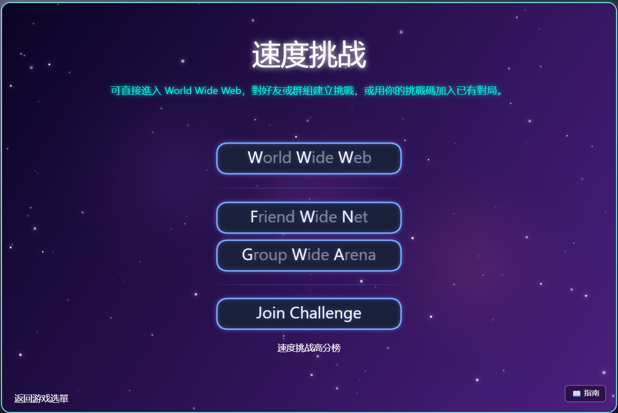 速度挑战选择以及所有区域的概述