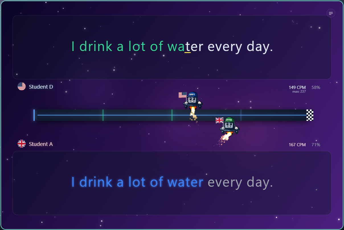 Challenge area in the program of 10FingerSystem.com