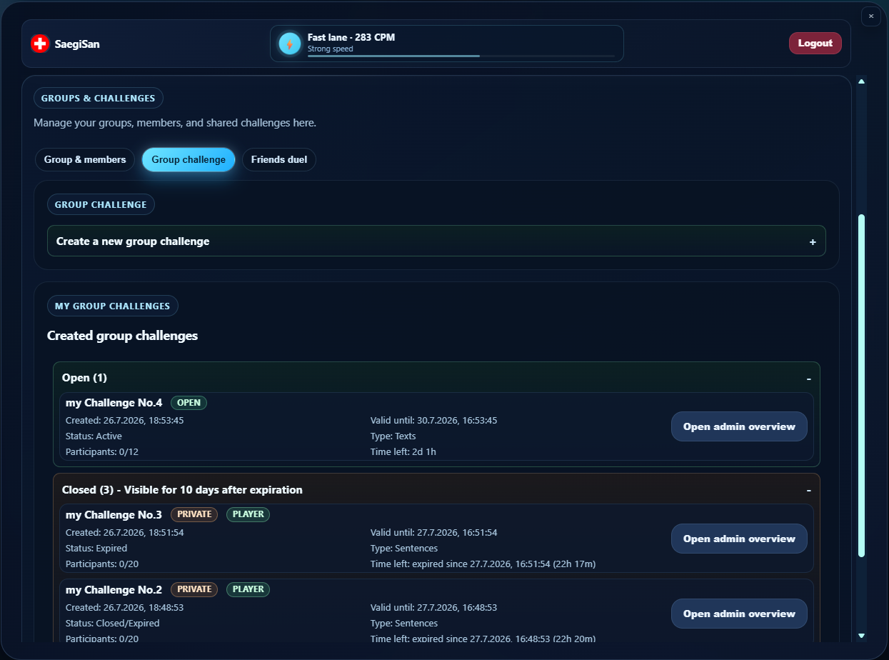 Overview for managing group challenges