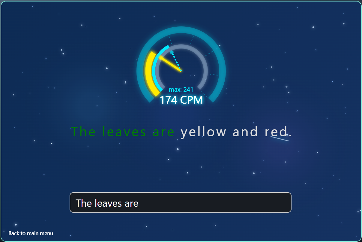 Speed test in the program of 10FingerSystem.com