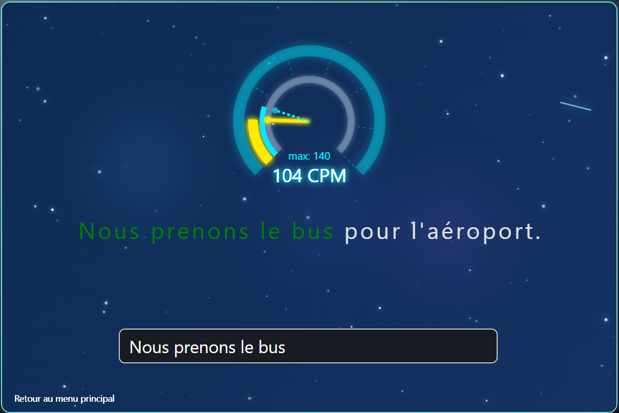 Test de vitesse dans le programme de 10FingerSystem.com